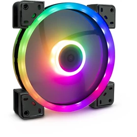 ARGUS Gamer hűtő ventilátor, 4 tűs, PWM, 140mm, RGB - 1 darabos kiszerelés, fekete