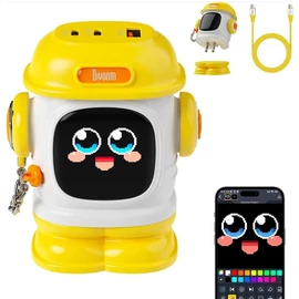 DIVOOM hálózati töltő, Pixel Art LED kijelzővel, GAN, 65W, Multi töltés, 2x USB-C, 1x USB-A, EU dugóval, sárga