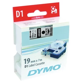 DYMO címke LM D1 alap, 19mm, fekete betű / víztiszta alap