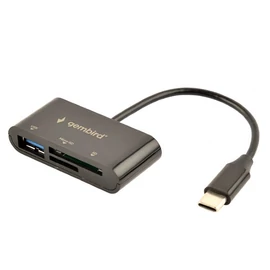GEMBIRD Kártyaolvasó, kompakt USB Type-C SDXC kombinált kártyaolvasó, fekete