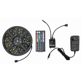 GEMBIRD LED Szalag, öntapadós többszínű RGB LED fénycsík, IP65 vízállóság, távirányítóval, 44 gombal, 5m