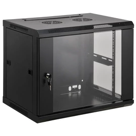 INTELLINET fali rack, 19", 12U, 635x 600x600, IP20-védelem, lapra szerelt, Fekete