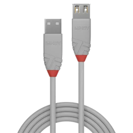 LINDY Kábel USB 2.0 A - A hosszabbító, Anthra Line, M/F   3m, szürke
