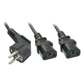 LINDY Y-Tápkábel Schuko - 2x C13, 2m