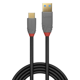 LINDY Kábel USB 3.2 Gen2 A - C, 5A, 10 Gbps, M/M   1m, fekete
