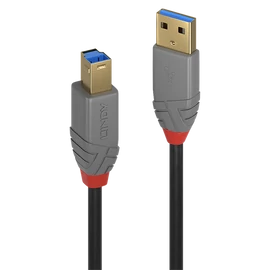 LINDY Kábel USB 3.2 Gen1 A - USB-B Anthra Line, M/M   3m, fekete