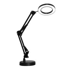 PLATINET Asztali lámpa 10W, 500Lm, flexibilis, 48x LED, rajzasztali lámpa, 3x nagyítólencsével, fekete