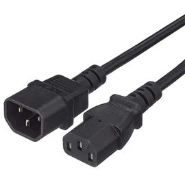 PREMIUMCORD Tápkábel, hosszabbító kábel, C13-C14, PC, M/F, 1m, fekete