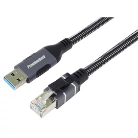 PREMIUMCORD Kábel USB-A 3.2 - LAN RJ45, 10/100/1000, 2m, fekete
