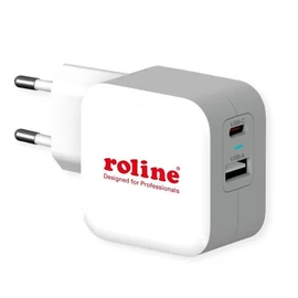 ROLINE Fali töltő, 1x USB-A QX3.0 A 1x USB-C Power IQ, 38W, fehér
