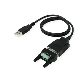 ROLINE Kábel USB-A - RS422/485, konverter, M/M, 1,2m, fekete