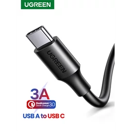 UGREEN Kábel USB 2.0 USB-A - USB-C, Gyorstöltő, 18W, 3A, M/M, 1m, fekete