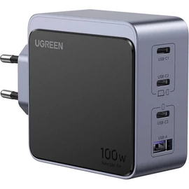 UGREEN Nexode hálózati töltő, 100W, 4 Port, PD 3.0, PPS, GaN, 3x USB-C, 1x USB-A, szürke