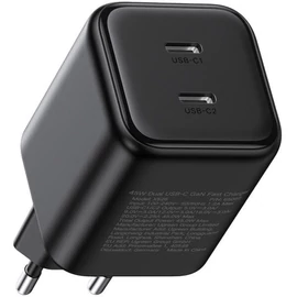 UGREEN hálózati töltő, Dual, 45W, 2x USB-C, PD 3.0, GaN, fekete