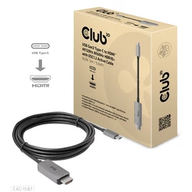 Club 3D Kábel - CAC-1587 (USB-C Gen 2 to HDMI, 4K120HZ 8K60HZ, HDR10+, DSC1.2, 3m, aktív)