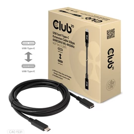 Club 3D Kábel - CAC-1531 (USB-C Gen 1 to USB-C, 5Gbps, 60W, 4K60Hz, M/F, 1m)
