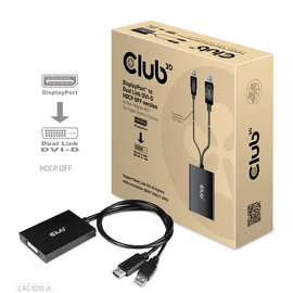 Club 3D Átalakító - CAC-1010-A (DisplayPort to Dual Link DVI-D, aktív, 4K30Hz, HDCP ON)