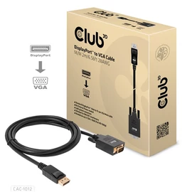 Club 3D Kábel - CAC-1012 (DisplayPort to VGA, 2m, 28AWG, Full HD 1080p, Aranyozott csatlakozók)