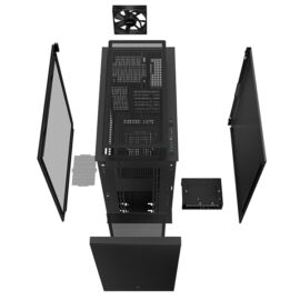 DeepCool Számítógépház - CH510 (fekete, ablakos, 1x12cm ventilátor, Mini-ITX / Mico-ATX / ATX / E-ATX, 2xUSB3.0)