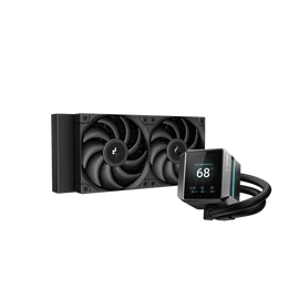 DeepCool CPU Water Cooler - MYSTIQUE 240 (max 21dB; max. 123,09 m3/h; 2x12cm, LED kijelző, fekete)