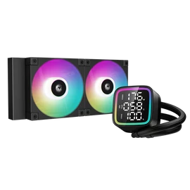 DeepCool CPU Water Cooler - LD240 (max 21dB; max. 122,39 m3/h; 2x12cm, LED kijelző, fekete)