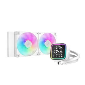 DeepCool CPU Water Cooler - LD240 WH (max 21dB; max. 122,39 m3/h; 2x12cm, LED kijelző, fehér)