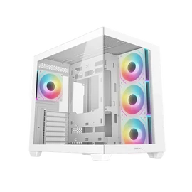 DeepCool Számítógépház - CG530 4F WH (fehér, ablakos, 4x12cm A-RGB, BTF, ATX, 2xUSB3.0, 1xUSB2.0)