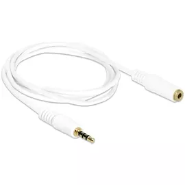 Delock Kábel - 84480 (3,5 mm Jack Hosszabbító kábel, apa/anya, iPhone 4 pin, fehér, 1m)