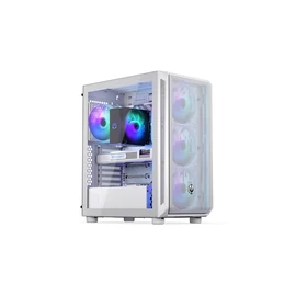 Endorfy Számítógépház - Arx 500 White ARGB (ATX/micro ATX/ITX, 1xUSB-C, 2xUSB3.0, 4x14cm LED ventilátor, ablakos, fehér)