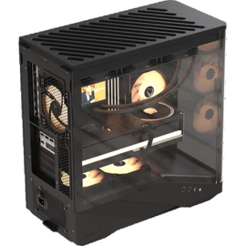 Formula Számítógépház - Crystal U9 PA Black (fekete, ablakos, 4x12cm venti, EATX, 2xUSB3.0, 1xType-C)