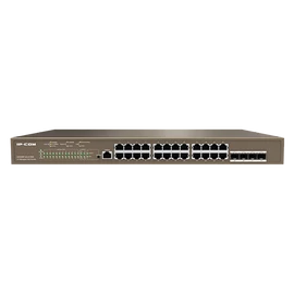 IP-COM Switch Vezérelhető PoE - G5328P-24-410W (L3; 24x1Gbps + 4xSFP port; 24 af/at PoE+ port; 370W; rack-mount)