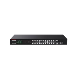 IP-COM Switch PoE - G1128P-24-250W (24x1Gbps; 2x1Gbps uplink; 2x SFP; 24 af/at PoE+ port; 230W, Rackbe szerelhető)