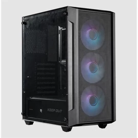 KEEP OUT Számítógépház - XC-200 MESH (fekete, ablakos, 3x12cm RGB venti, ATX, 2xUSB2.0, 1xUSB3.0)
