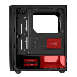 LC-Power Számítógépház - 707B - Strike Force X (fekete, fekete belső, ablakos, mATX/ATX, 1xUSB3.0, 2xUSB2.0)
