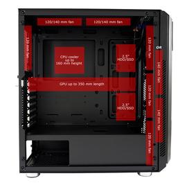 LC-Power Számítógépház - 702B - Skyscraper X (fekete, fekete belső, ablakos, mATX/ATX, 2xUSB3.0, 2xUSB2.0)