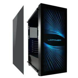 LC-Power Számítógépház - 800B - Interlayer X (fekete, fekete belső, ablakos, mATX/ATX, 1xUSB3.0, 1xUSB-C, 2xUSB2.0)