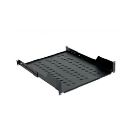 Legrand Rackszekrény polc - 1U-19", 4 ponton rögzíthető, kihúzható, 425mm (600 mély szekrényekhez), max: 50 kg, Fekete)