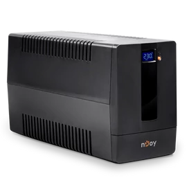NJOY Szünetmentes 1000VA - Horus Plus 1000 (4 Schuko, line-interaktív, RJ45 védelem, USB, szoftver, LCD kijelző, fekete)