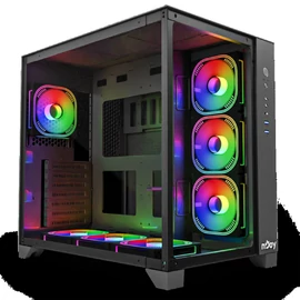 NJOY Számítógépház -  AURA (fekete, ablakos, ATX, 7x12cm, 2xUSB3.0, 1x USB-C)