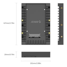 Orico Beépítő keret - 1125SS-V1-BK/34/ (2,5" -> 3,5" SATA3 HDD/SSD, 9,5-12,5mm, Max.: 4TB, fekete)