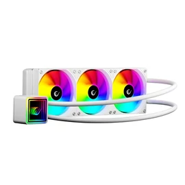 Rampage CPU Water Cooler - INFINITE V360 (Mágneses kijelző, 36,9dB max., 98,54 m3/h; 3x12cm, A-RGB LED, fehér)