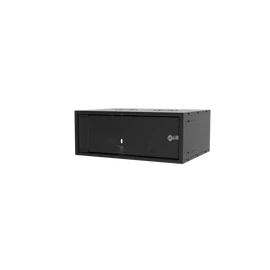 S-Link Rackszekrény - 4U 19" fali kivitel (190x530x400mm, ablakos, Flatpack, Fekete