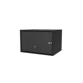 S-Link Rackszekrény - 7U 19" fali kivitel (400x530x400mm, ablakos, Flatpack, Fekete)