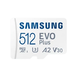 Samsung MicroSD kártya - 512GB MB-MC512SA/EU (EVO PLUS, microSDXC, UHS-I, R160, adapter, 512GB)