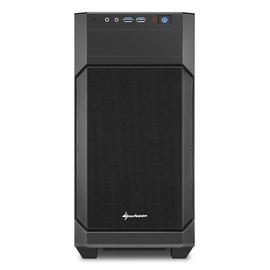 Sharkoon Számítógépház - V1000 (fekete; fekete belső; mATX; 2xUSB3.0; I/O; 2x120mm venti)