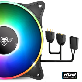 Spirit of Gamer Cooler 12cm - DUAL RGB V120TW (25,3dB; max. 39,6 m3/h; 3pin csatlakozó(Molex); ház hűtésre, RGB LED)