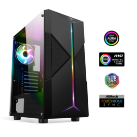 Spirit of Gamer Számítógépház - CLONE 3 RGB (fekete, ablakos, 8x12cm ventilátor, alsó táp,  ATX, 1xUSB3.0, 2xUSB2.0)