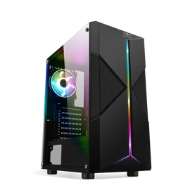 Spirit of Gamer Számítógépház - CLONE 3 Black (fekete, ablakos, 2x12cm ventilátor, alsó táp,  ATX, 1xUSB3.0, 2xUSB2.0)