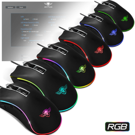 Spirit of Gamer Egér - PRO-M6 RGB (4800DPI, 500Hz, 8 programozható gomb, RGB LED, 1,8 m harisnyázott kábel, fekete)