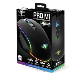 Spirit of Gamer Egér - PRO-M1 (Optikai, 8000DPI, 7 programozható gomb, harisnyázott kábel, fekete)